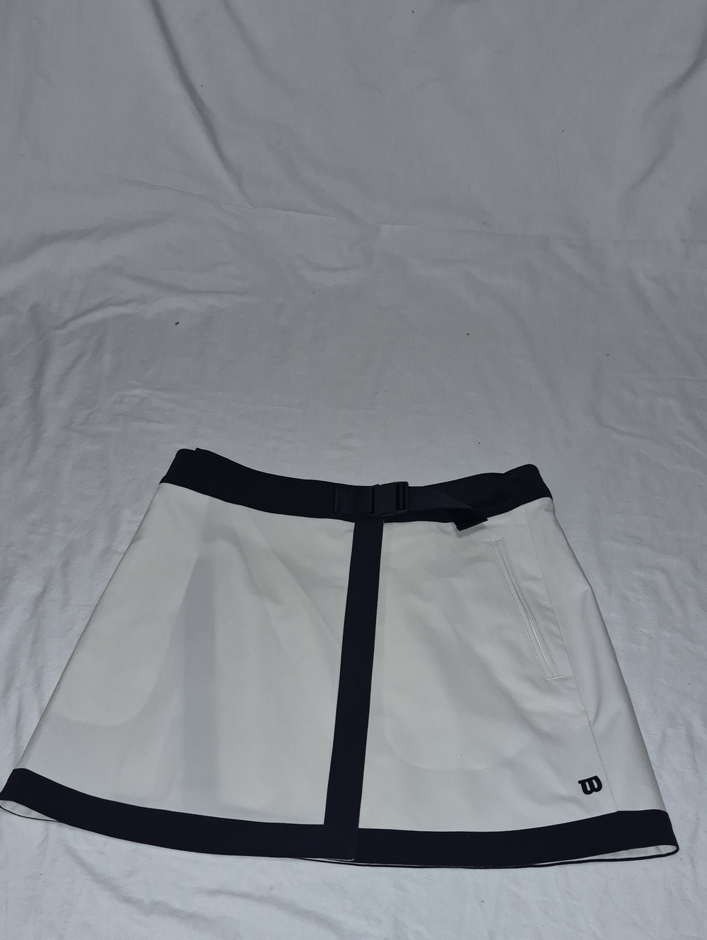 Wilson White Wrap Around Skirt with Blue Waistband and Trim Small